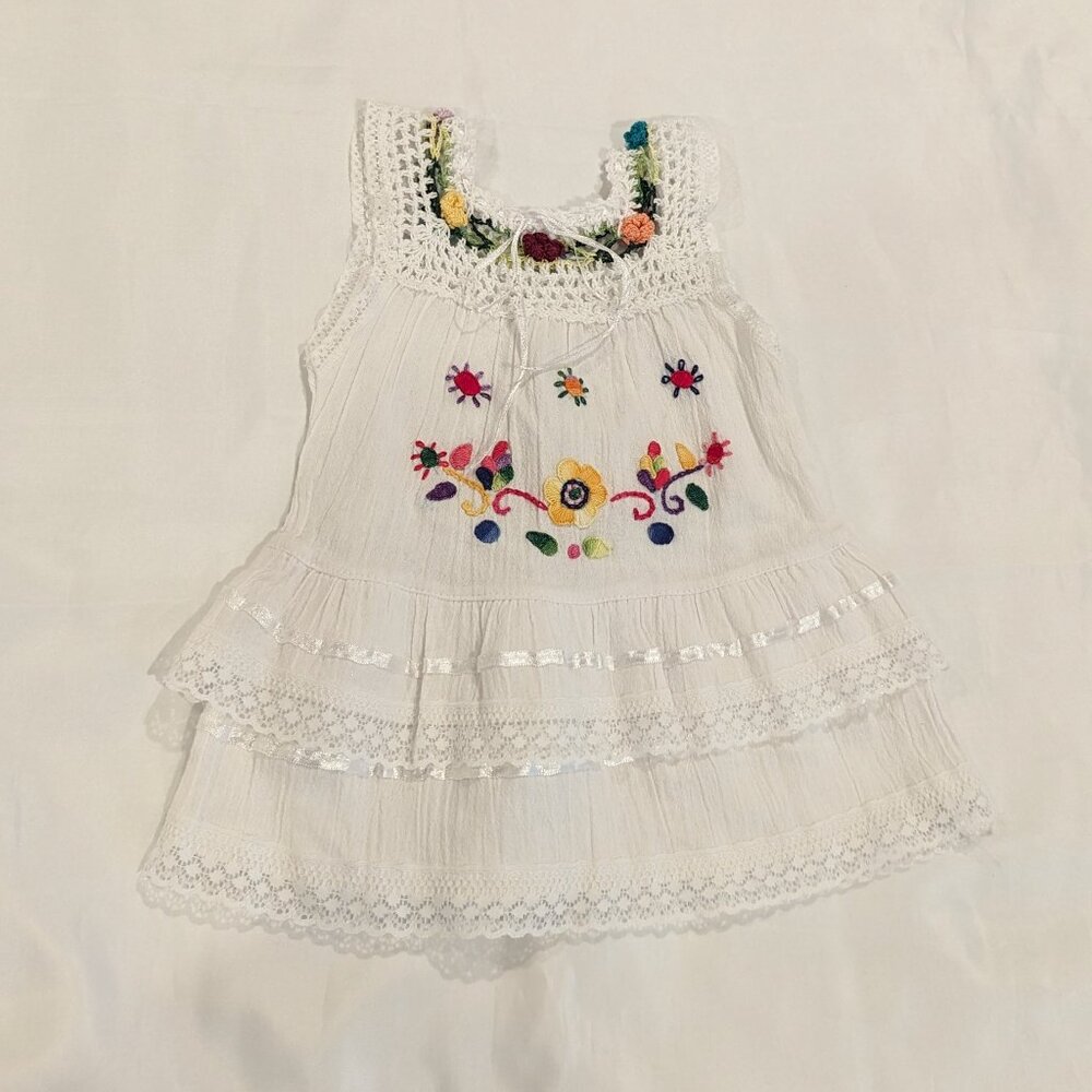 NWOT Handmade Embroidered Crochet Lace Sundress Romanian Traditional Folk Design